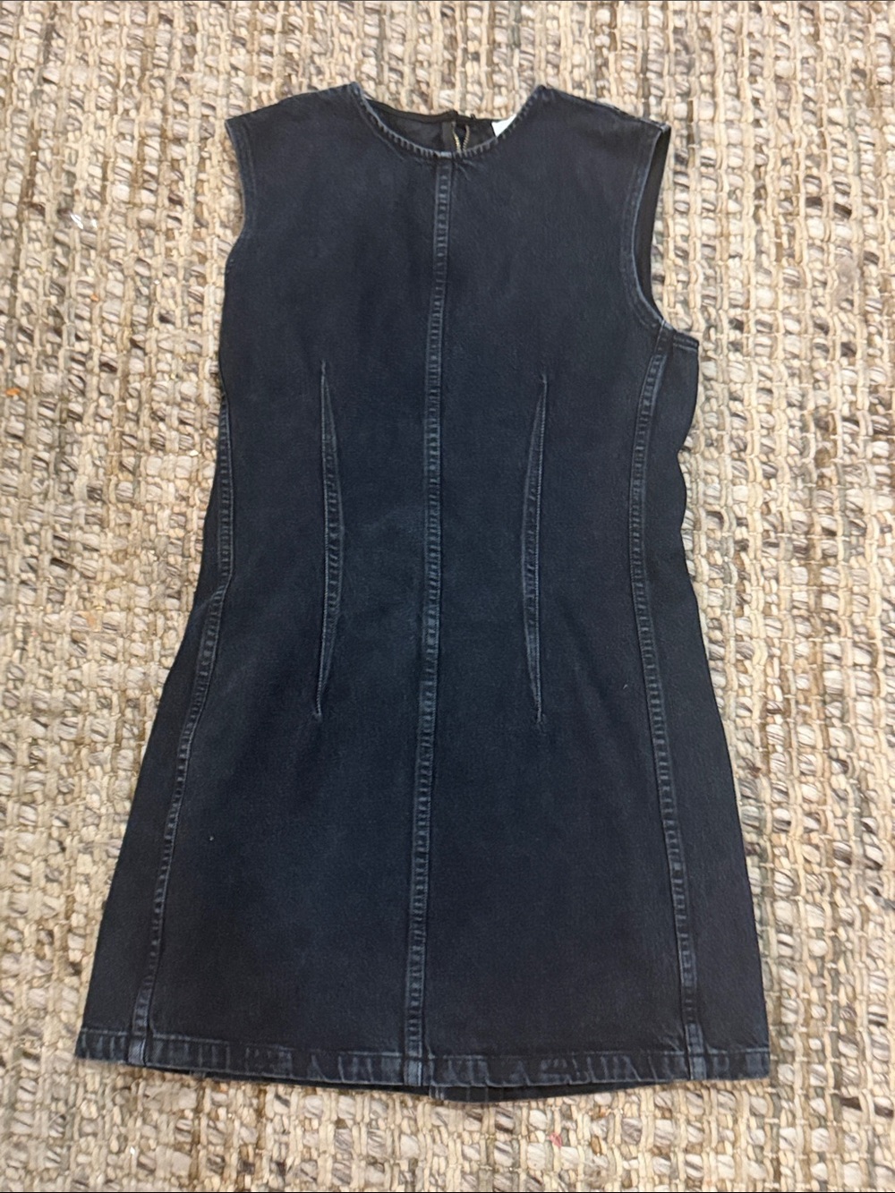Agolde Black Sleeveless Denim Mini Dress
